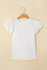 White Layered Ruffle Short Sleeve Round Neck Top