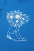 Blue Sunflower Boots Graphic Western Fashion T Shirt