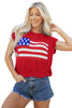 Sky Blue Flag Graphic Short Sleeve Sweater Top