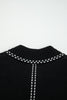 Black Contrast Trim Button up Sweater Cardigan
