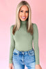 Green Bay Slim Fit High Neck Long Sleeve Basic Top