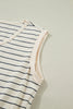 Beige Stripe Drawstring Tunic Tank Mini Dress with Pockets