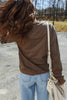 Coffee Button Front V Neck Casual Cardigan