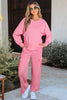 Sachet Pink Solid Color Patchwork Pullover Top and Cargo Pants Set