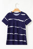 Blue Tie-dye Stripe Casual T-Shirt