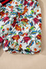 Multicolour Contrasted V Neckline Floral Puff Short Sleeve Blouse