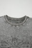 Light Grey Western Steer Head Tie Dye Print Crew Neck T Shirt