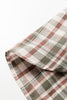Brown Plaid Print Striped Patchwork Single Chest Pocket Buttoned Shirt