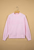 Pink Stay Salty Embroidered Long Sleeve Stand Neck Shift Pullover Sweatshirt