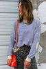 Blue Stripe Textured Elbow Patched Crew Neck Drop Shoulder Sweatshirt