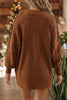 Chestnut Long Sleeve Ribbed Knit Stand Neck Regular Fit Sweater