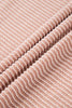 Pale Chestnut Horizontal Twist Ribbed Drawstring Cowl Neck Knit Top