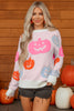 Beige Halloween Cute Pumpkin Pattern Sweater