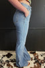 Dusk Blue 2 Button High Waist Piping Trim Bootcut Jeans
