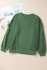 Blackish Green Loose Patchwork Crewneck Plus Size Sweatshirt