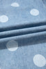 Sky Blue Polka Dot Ankle-Length Metal Button Casual Jeans