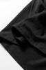 Black Smocked Bust Buttoned Split V Neck Flow Fit Blouse