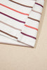 White Stripe V Neck Casual Plus Size Tee