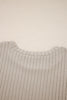 Jet Stream Ribbed Texture Round Neck Long Sleeve Rounded Hem Knit Top