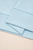 Mist Blue Solid Color Ribbed Trim Short Sleeve Top Drawstring Loose Pants 2pcs Outfit