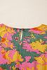 Multicolour Floral Print Long Sleeve Smocked Ruffled Mini Dress