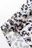 Multicolour Leopard Print V Neck Button Detail Long Sleeve Mini Dress