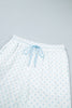 Light Blue Polka Dot Patchwork Colorblock Long Sleeve Casual Two Piece Pants Set