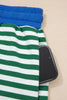Green Stripe Drop Shoulder Boxy Casual Terry Short Set