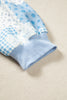 Sky Blue Patchwork Floral Print Mock Neck Long Sleeve Sweatshirt