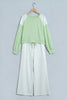Light Blue Polka Dot Patchwork Colorblock Long Sleeve Casual Two Piece Pants Set