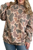 Multicolour Camo Print Ribbed Mock Neck Plus Size Sweatshirt