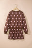 Brown Polka Dot Two Piece Set Long Sleeve Casual Skirt Set