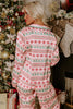 White Christmas Pattern Print Shirt Style Long 2pcs Pajama Set