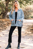 Beau Blue Multi Patched Pockets Side Tie up Boyfriend Style Denim Jacket