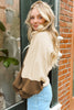 Desert Palm Colorblock Raglan Puff Sleeve Mock Neck Sweater