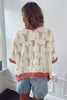 Delicacy Embroidered Flowers Colorblock Edge Hollowed Sweater