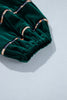 Blackish Green Leopard Trim Velvet Long Sleeve Shift Dress