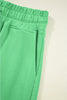 Bright Green Drop Shoulder Puff Sleeve Crop Pullover Drawstring Wide Leg Pants Set