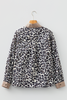 Multicolour Leopard Print Contrast Patchwork Cuffs Button Collared Top