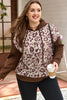 Brown Leopard Print Knit Patchwork Plus Hoodie