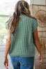 Mist Green Plus Size Solid Color Textured Knit Short Sleeve Sweater