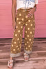 Sky Blue Polka Dot Ankle-Length Metal Button Casual Jeans