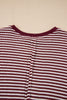 Red Stripe Ribbed Trim Drop Shoulder Long Sleeve Oversize Top