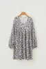Multicolour Leopard Print V Neck Button Detail Long Sleeve Mini Dress