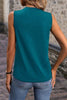 Blue Sapphire Solid Color Stitching Detail Round Neck Tank Top