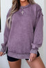 Rose Red Mineral Wash Exposed Seam Side Slit Sweatshirt