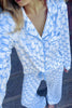 Sky Blue Bow Print Long Sleeve Shirt and Pants Soft Pajama Set