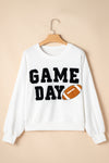 White GAME DAY Graphic Varsity Pullover Sweatshirt