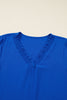 Sky Blue Frilled V Neck Bracelet Sleeve Shift Mini Dress