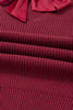 Red Dahlia Ribbed Knit Ribbon Knot Backless Drop Shoulder Sweater